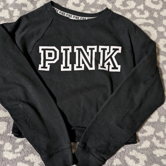 PINK Victoria's Secret Tops - PINK Victoria's Secret Black Crewneck